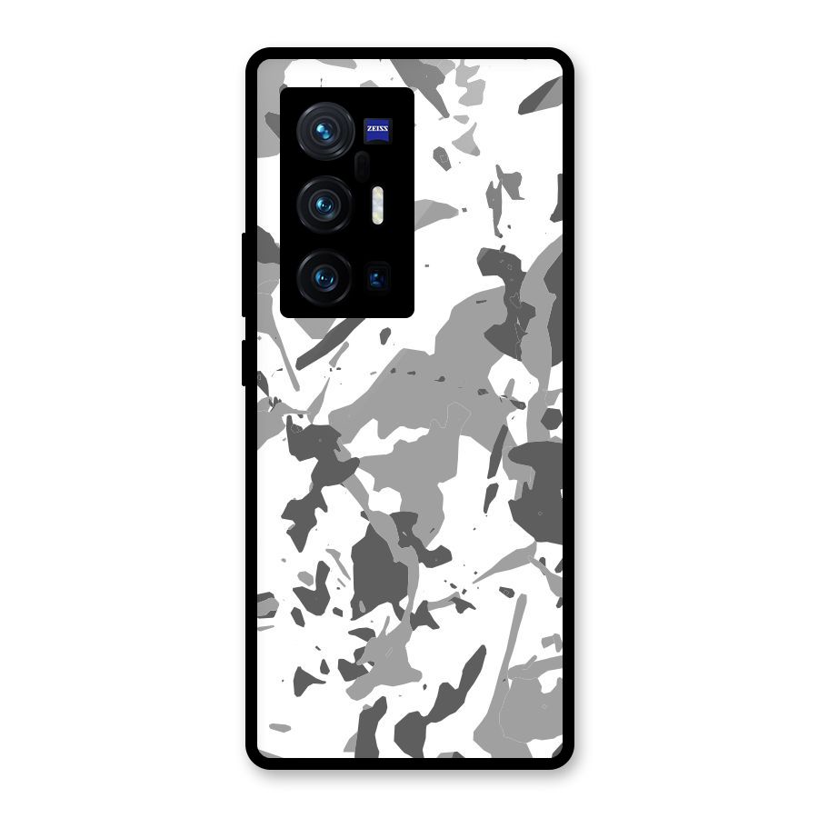 Grey Camouflage Army Glass Back Case for Vivo X70 Pro Plus