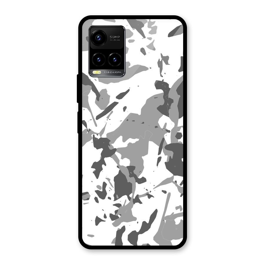 Grey Camouflage Army Glass Back Case for Vivo Y21T