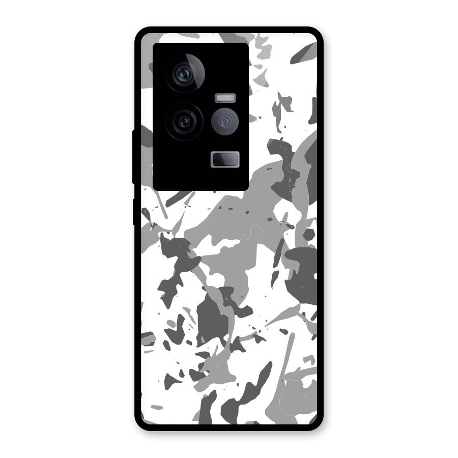 Grey Camouflage Army Glass Back Case for Vivo iQOO 11 5G