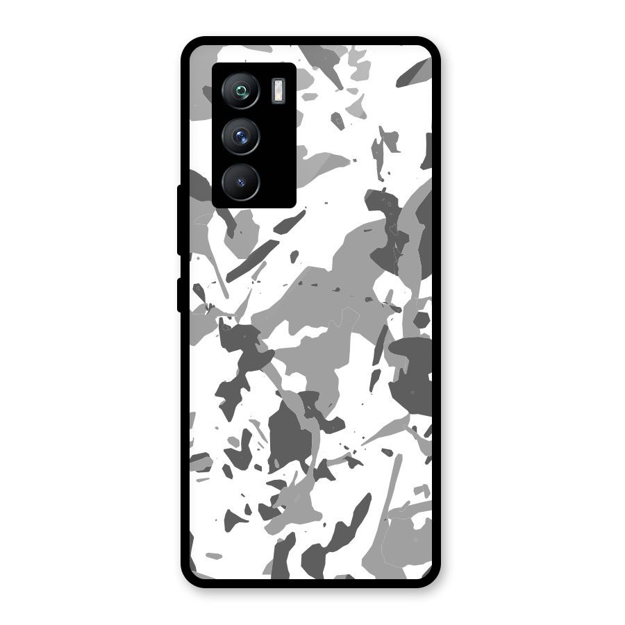 Grey Camouflage Army Glass Back Case for Vivo iQOO 9 SE