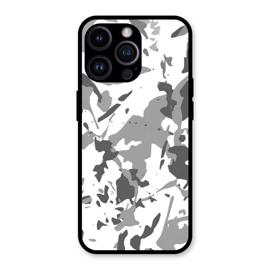 Grey Camouflage Army Glass Back Case for iPhone 14 Pro Max
