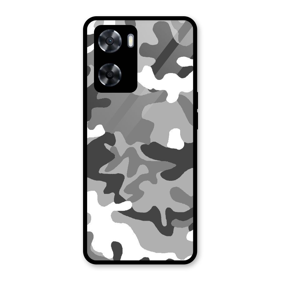 Grey Military Glass Back Case for Oppo A57 2022