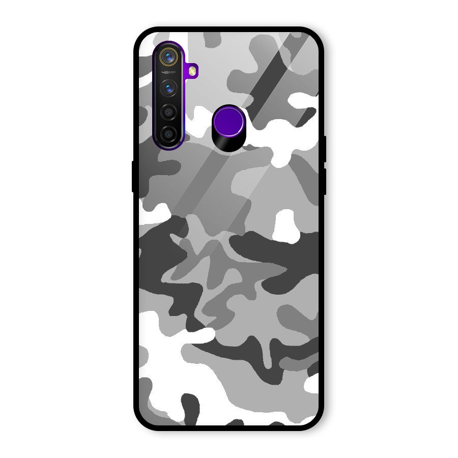 Grey Military Glass Back Case for Realme 5 Pro