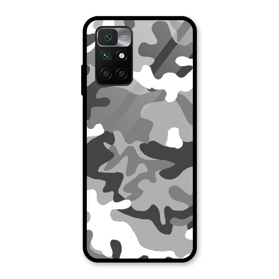 Grey Military Glass Back Case for Redmi 10 Prime