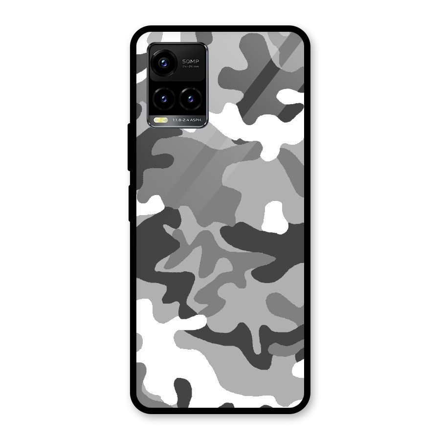 Grey Military Glass Back Case for Vivo Y21A