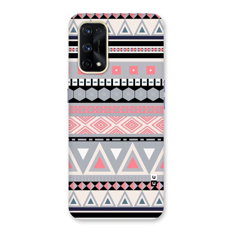 Grey Pink Pattern Glass Back Case for Realme X7 Pro