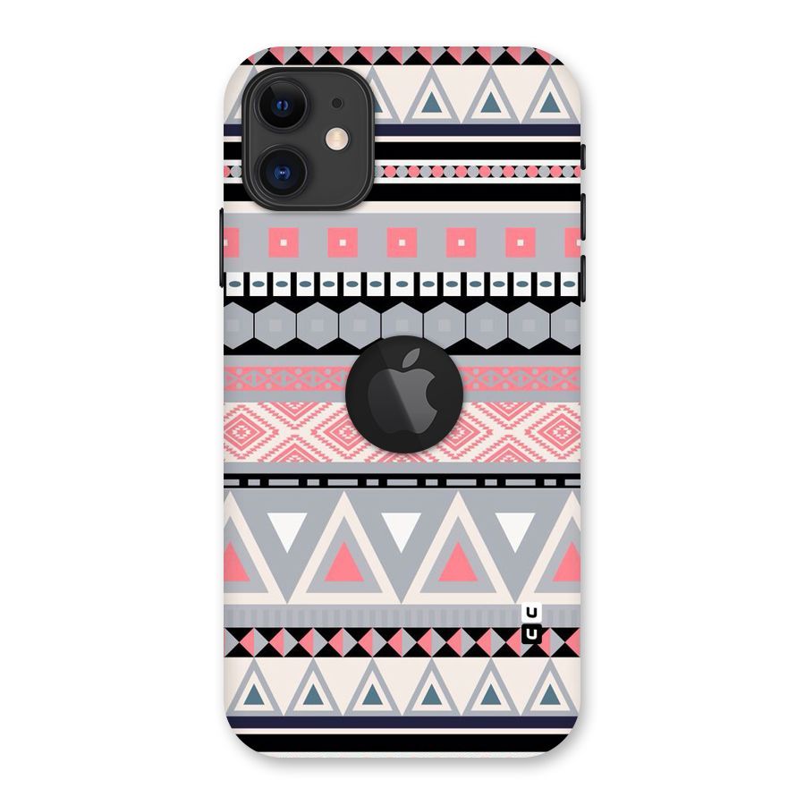 Grey Pink Pattern Back Case for iPhone 11 Logo Cut