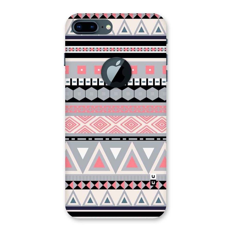 Grey Pink Pattern Back Case for iPhone 7 Plus Logo Cut