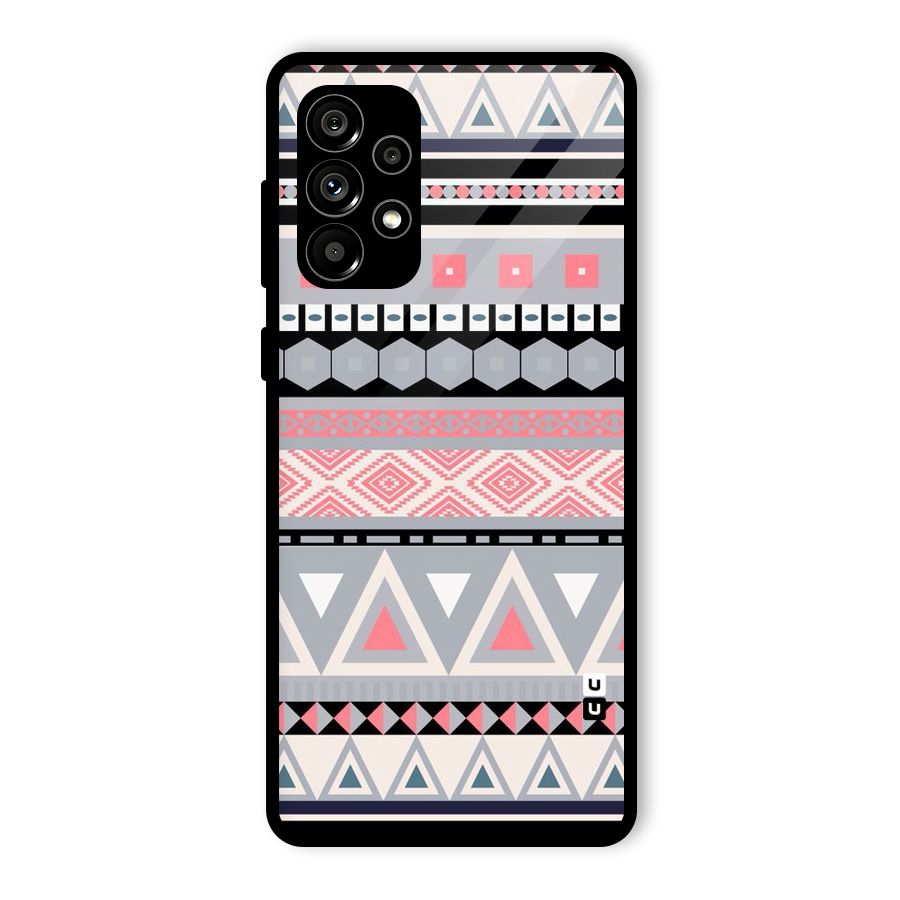 Grey Pink Pattern Glass Back Case for Galaxy A73 5G