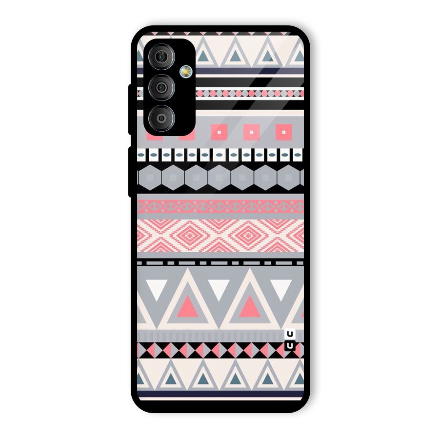 Grey Pink Pattern Glass Back Case for Galaxy F23