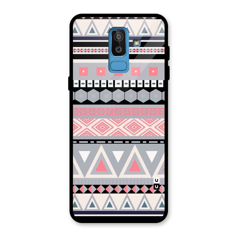 Grey Pink Pattern Glass Back Case for Galaxy J8