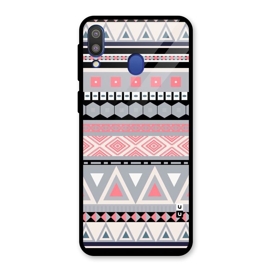 Grey Pink Pattern Glass Back Case for Galaxy M20