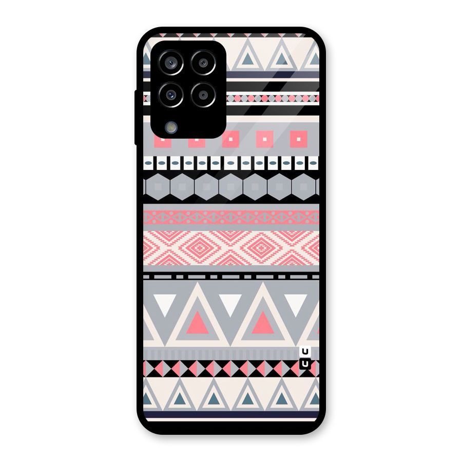 Grey Pink Pattern Glass Back Case for Galaxy M33