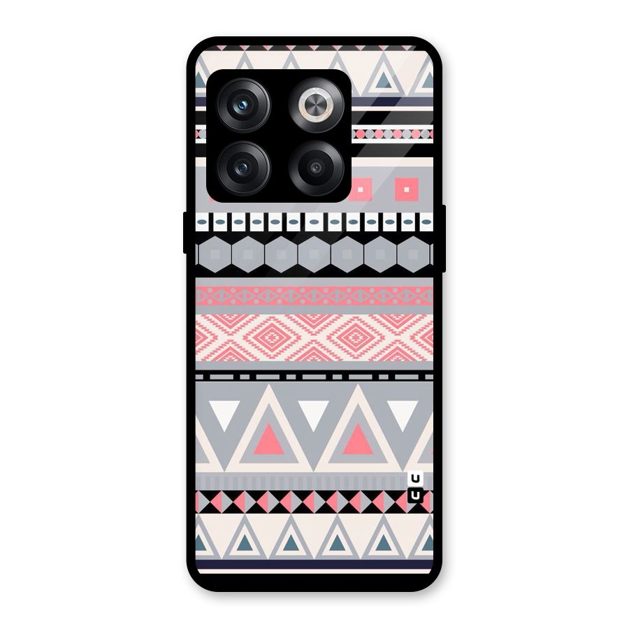 Grey Pink Pattern Glass Back Case for OnePlus 10T