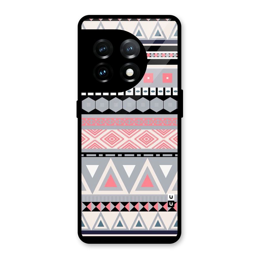 Grey Pink Pattern Glass Back Case for OnePlus 11