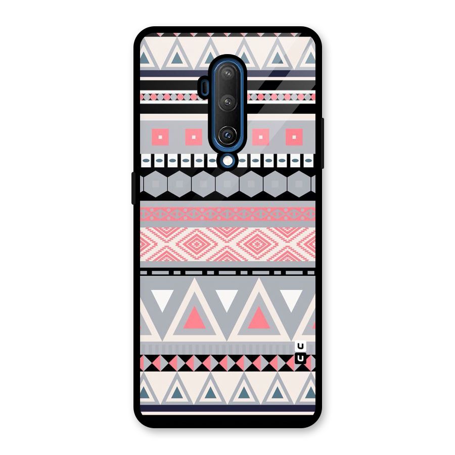 Grey Pink Pattern Glass Back Case for OnePlus 7T Pro