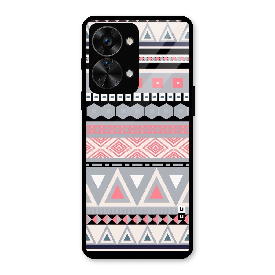 Grey Pink Pattern Glass Back Case for OnePlus Nord 2T