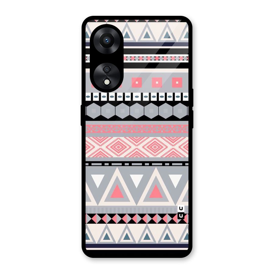 Grey Pink Pattern Glass Back Case for Oppo A78