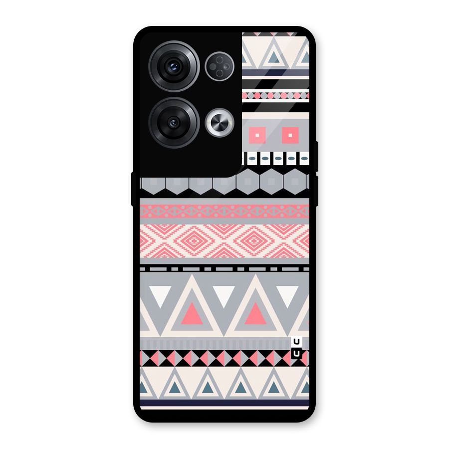 Grey Pink Pattern Glass Back Case for Oppo Reno8 Pro 5G