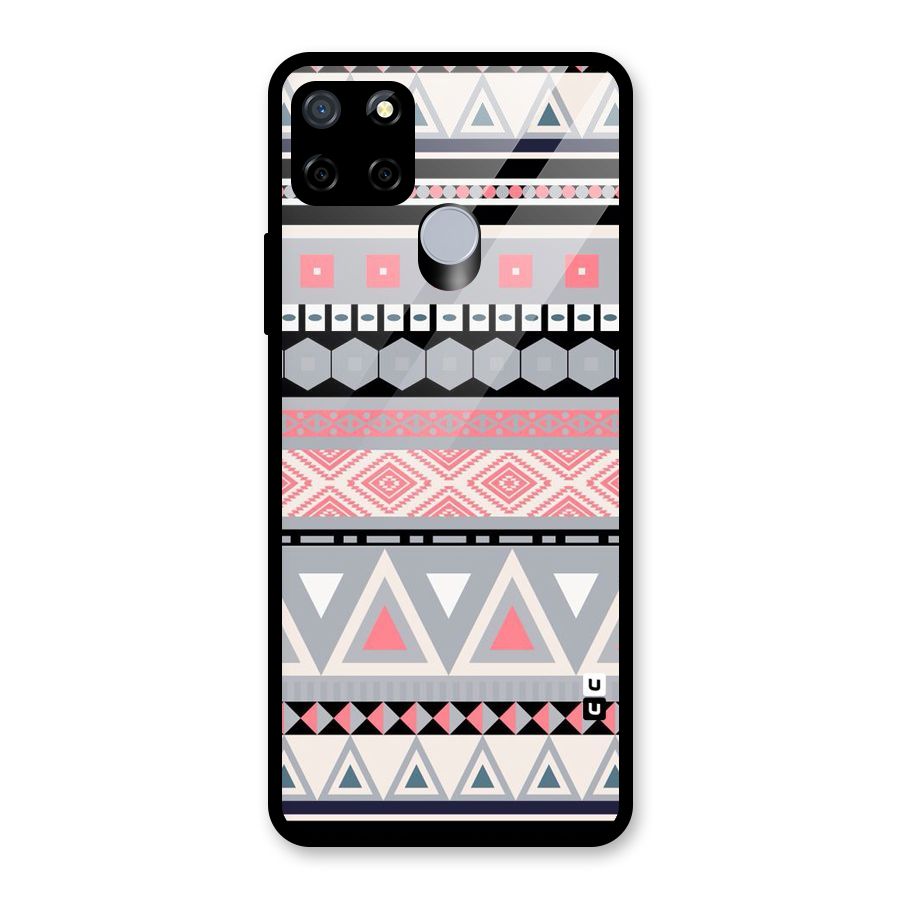 Grey Pink Pattern Glass Back Case for Realme Narzo 20