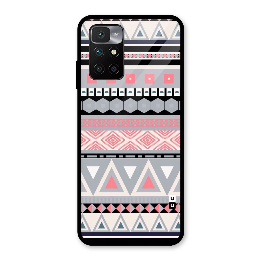 Grey Pink Pattern Glass Back Case for Redmi 10 Prime