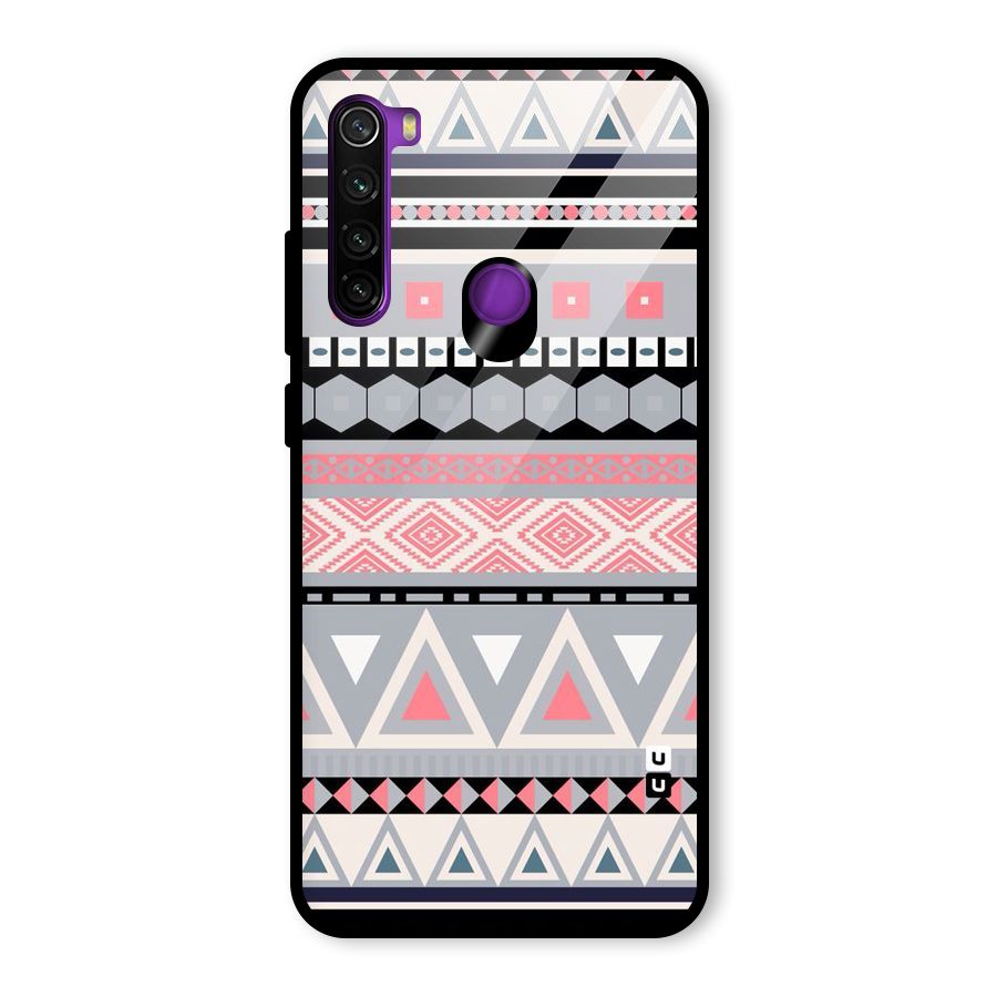Grey Pink Pattern Glass Back Case for Redmi Note 8