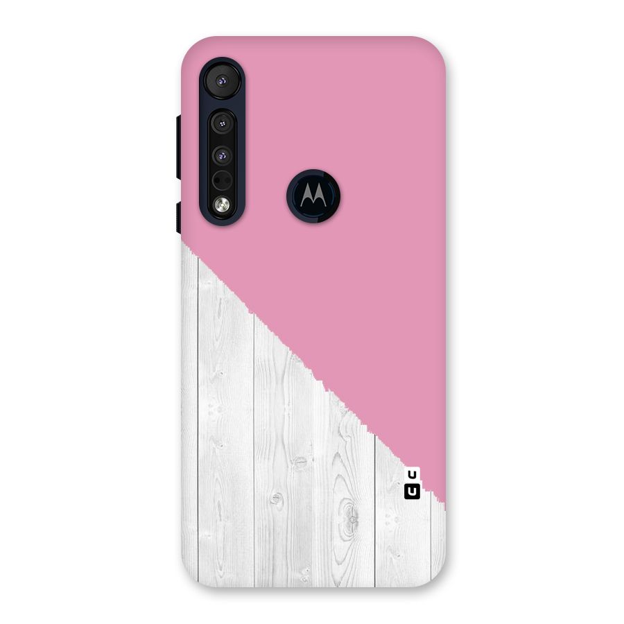 Grey Pink Wooden Design Back Case for Motorola One Macro