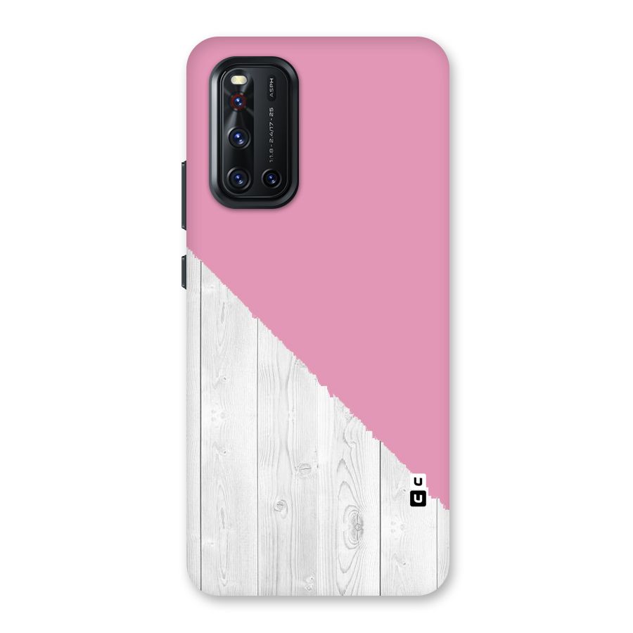 Grey Pink Wooden Design Back Case for Vivo V19