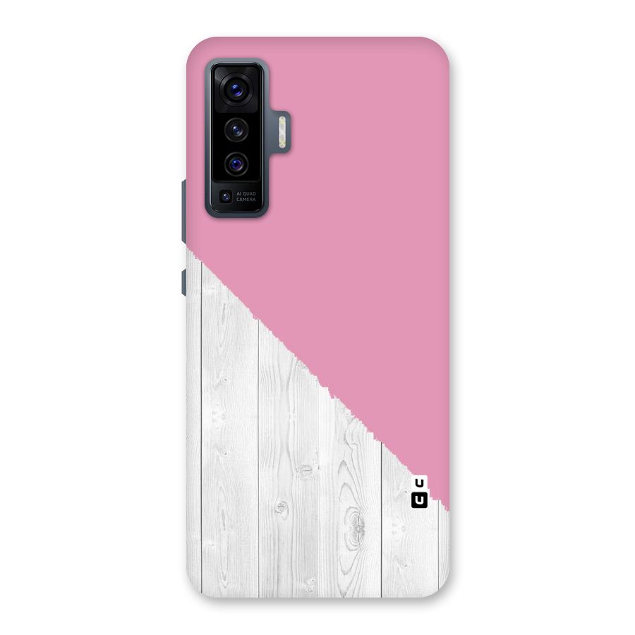Grey Pink Wooden Design Back Case for Vivo X50