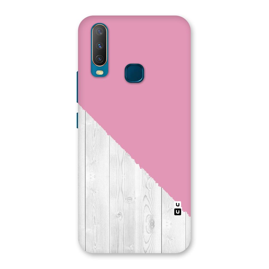 Grey Pink Wooden Design Back Case for Vivo Y17