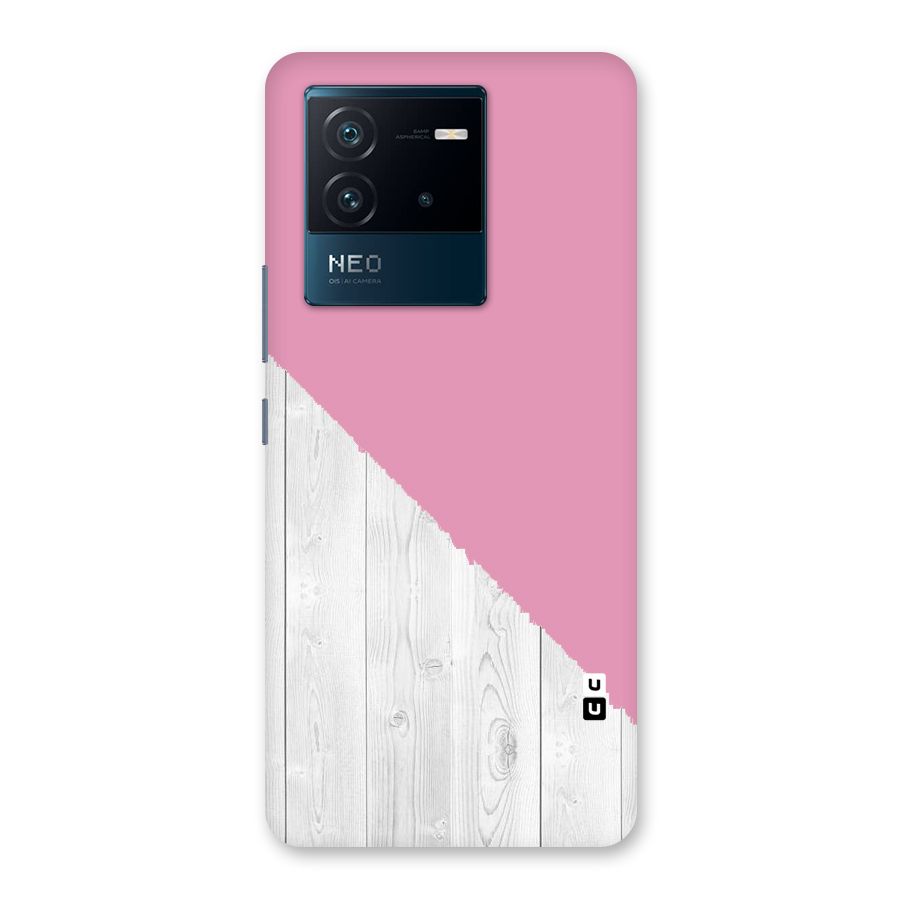Grey Pink Wooden Design Back Case for Vivo iQOO Neo 6 5G