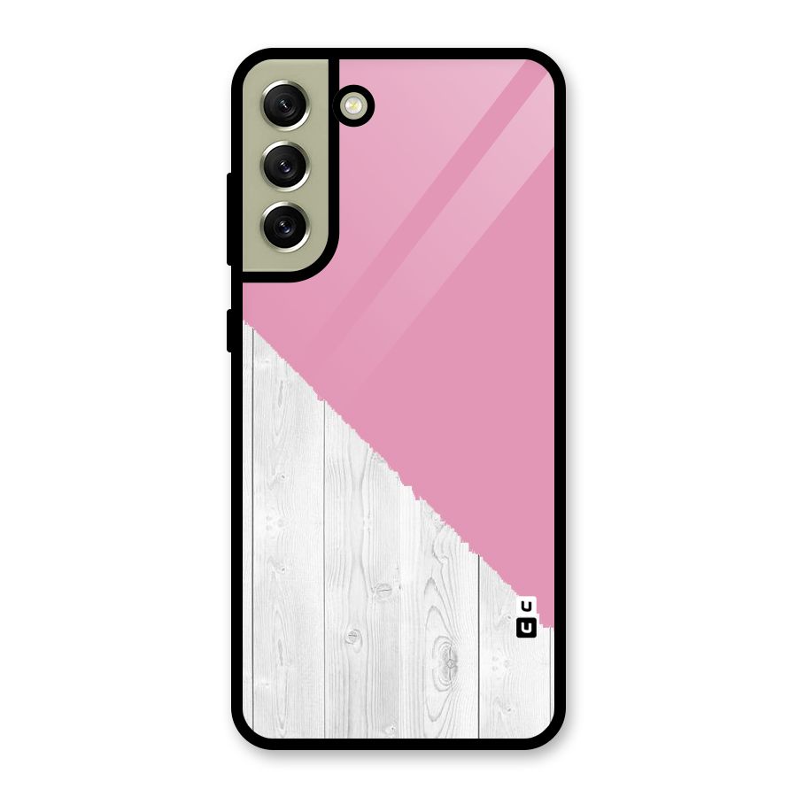 Grey Pink Wooden Design Glass Back Case for Galaxy S21 FE 5G