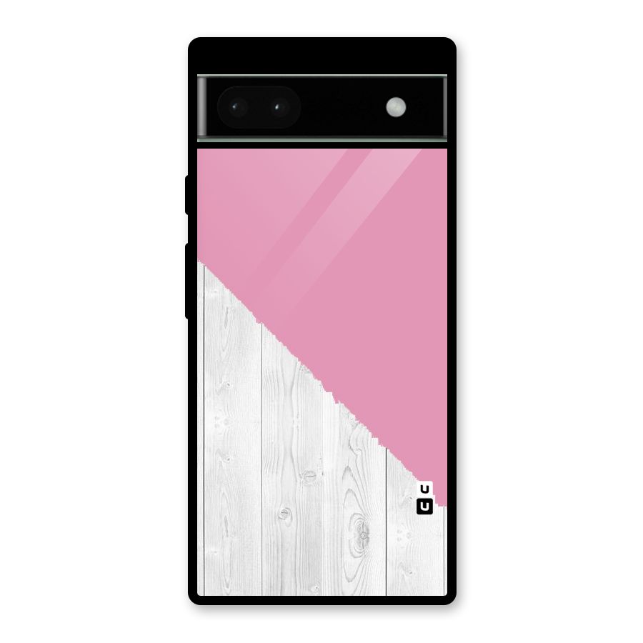 Grey Pink Wooden Design Glass Back Case for Google Pixel 6a