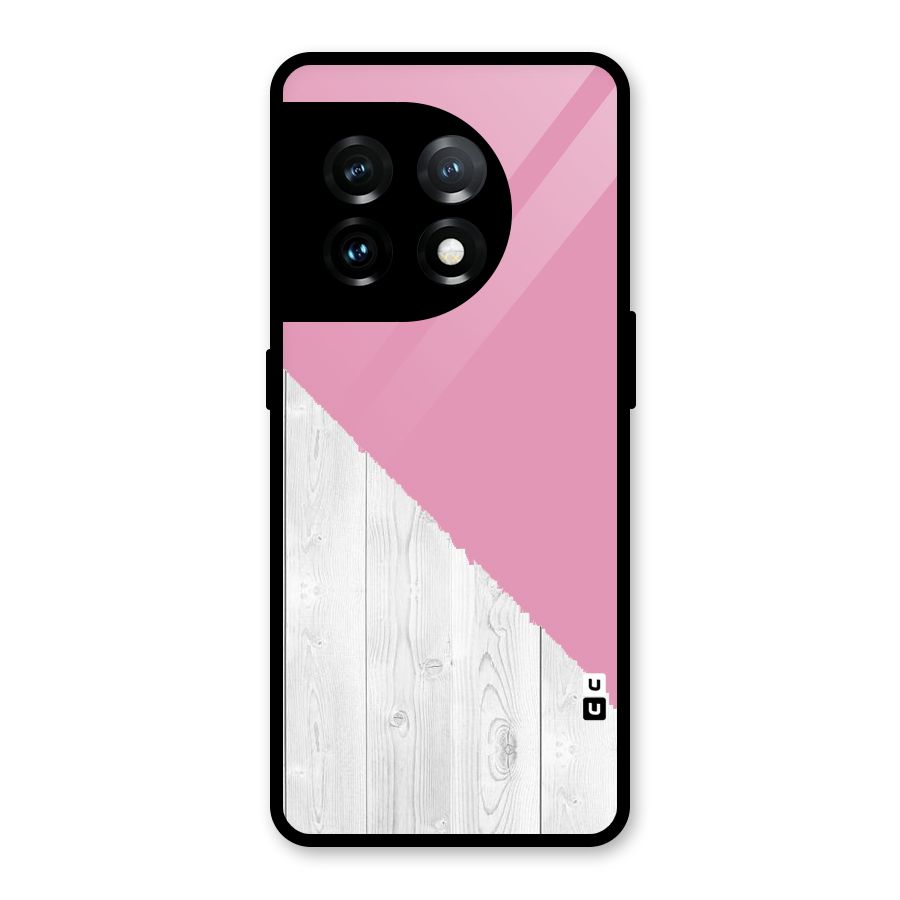 Grey Pink Wooden Design Glass Back Case for OnePlus 11