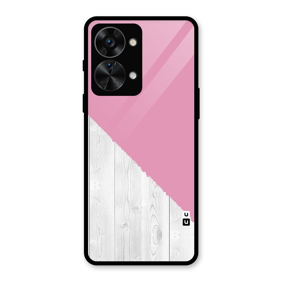Grey Pink Wooden Design Glass Back Case for OnePlus Nord 2T