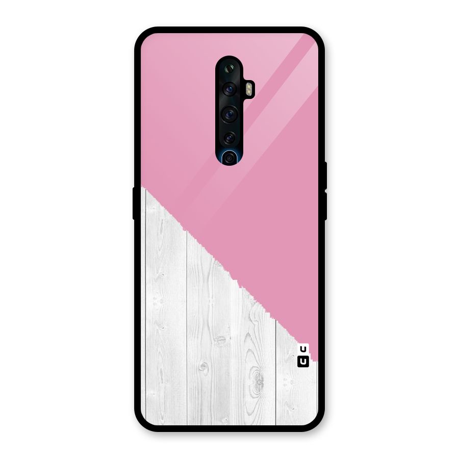 Grey Pink Wooden Design Glass Back Case for Oppo Reno2 Z
