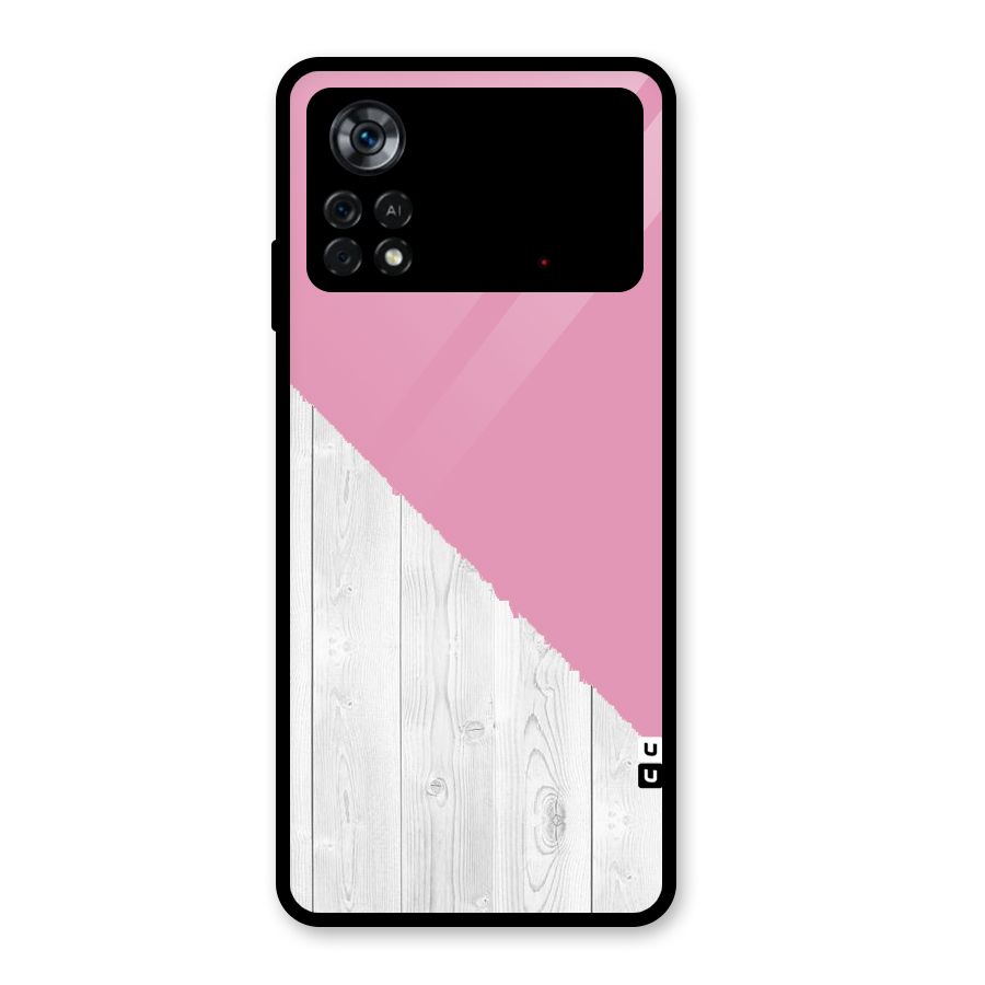 Grey Pink Wooden Design Glass Back Case for Poco X4 Pro 5G