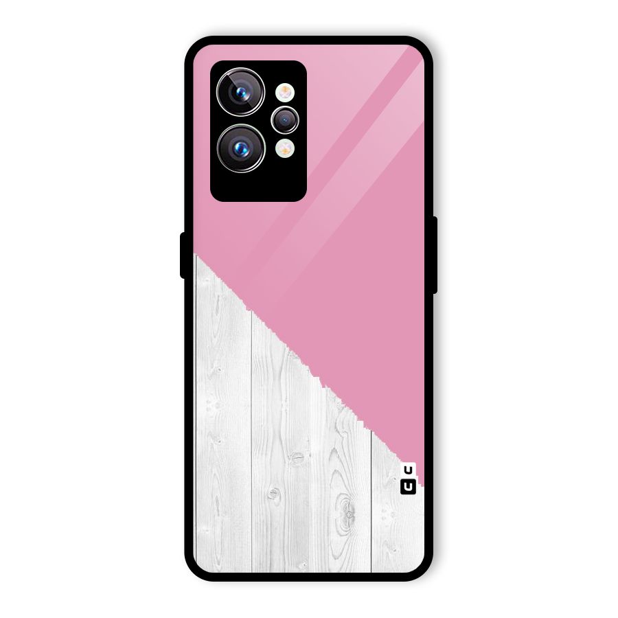 Grey Pink Wooden Design Glass Back Case for Realme GT2 Pro