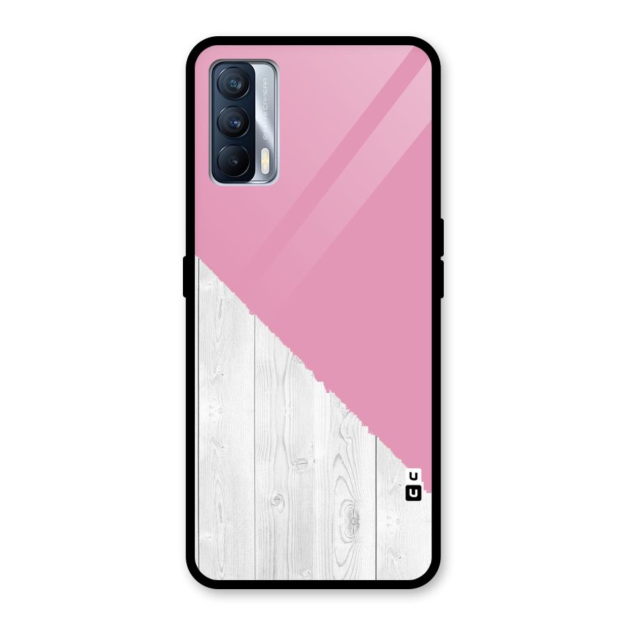 Grey Pink Wooden Design Glass Back Case for Realme X7