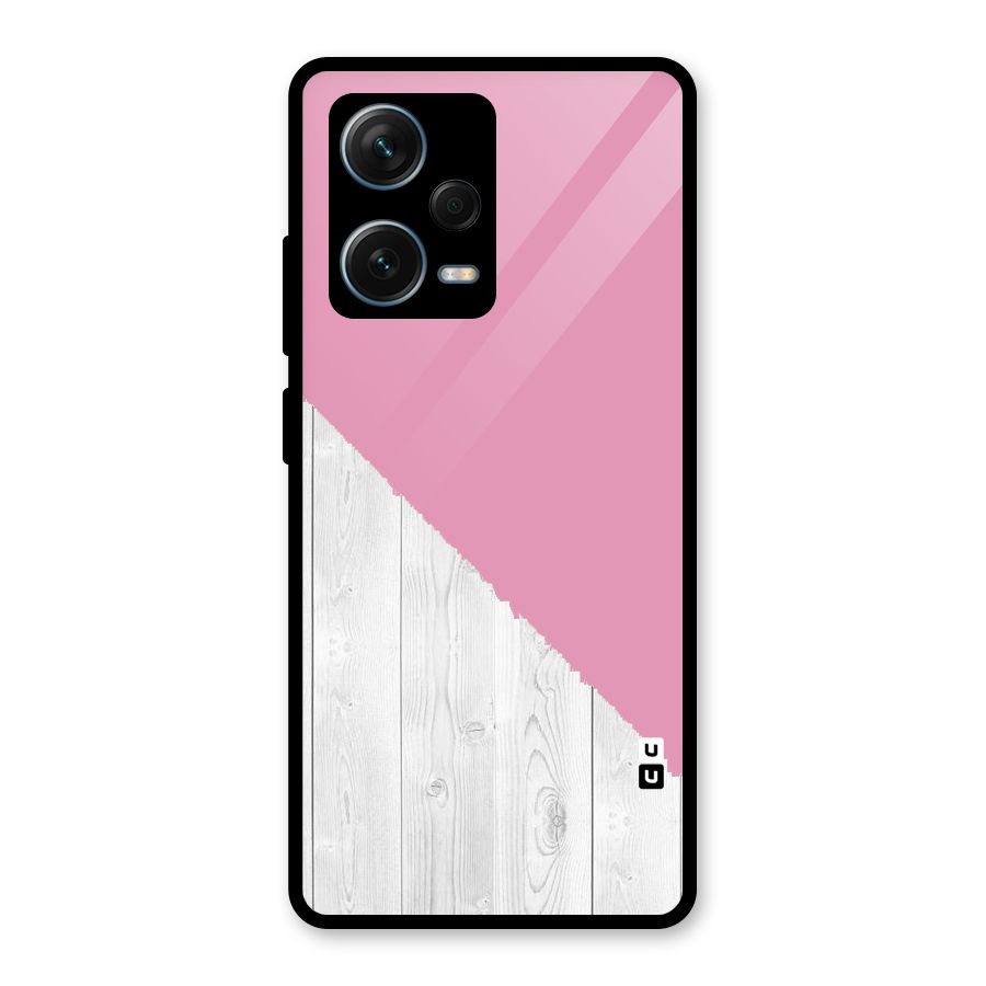 Grey Pink Wooden Design Glass Back Case for Redmi Note 12 Pro Plus 5G