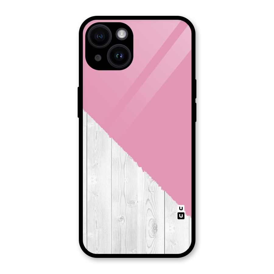 Grey Pink Wooden Design Glass Back Case for iPhone 14
