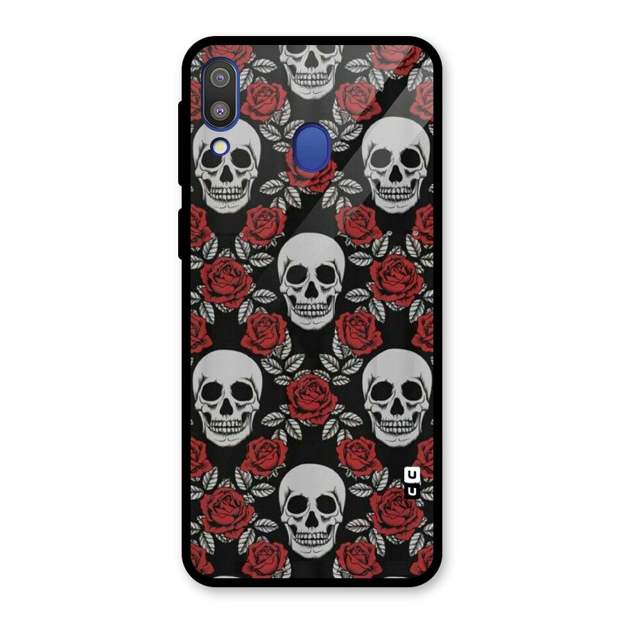 Grey Skulls Glass Back Case for Galaxy M20