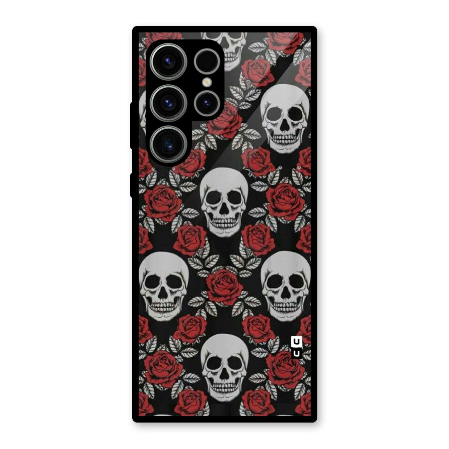 Grey Skulls Glass Back Case for Galaxy S23 Ultra