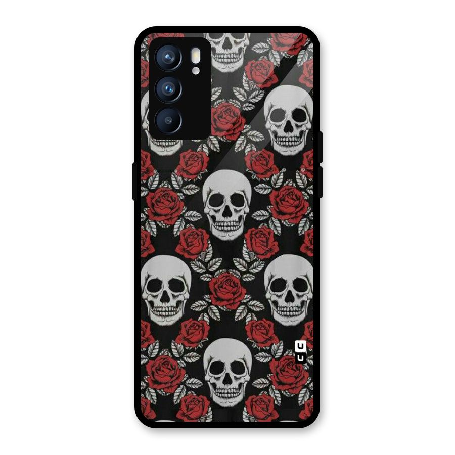 Grey Skulls Glass Back Case for Oppo Reno6 5G
