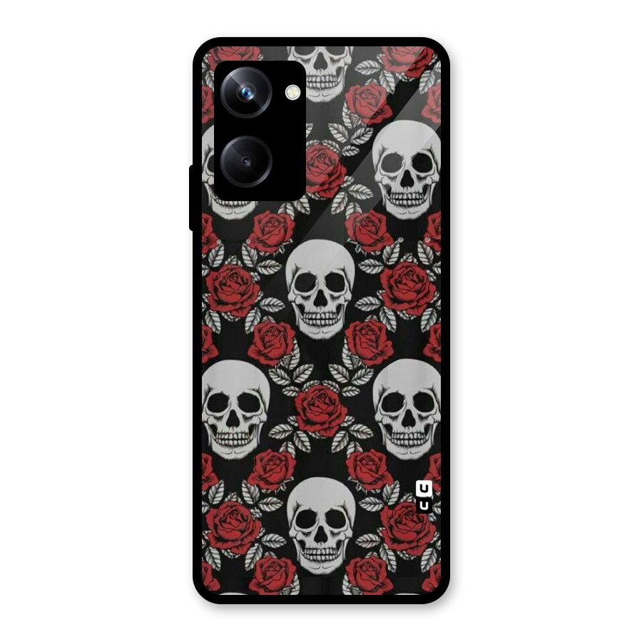 Grey Skulls Glass Back Case for Realme 10 Pro
