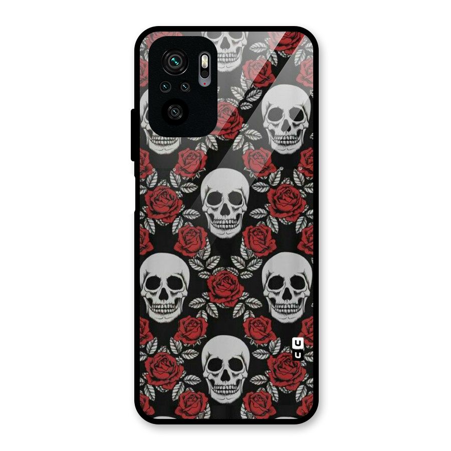 Grey Skulls Glass Back Case for Redmi Note 10S