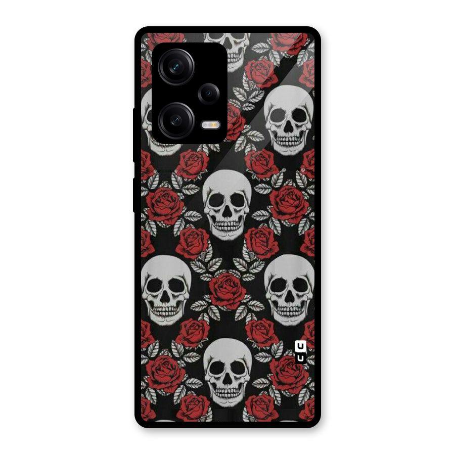 Grey Skulls Glass Back Case for Redmi Note 12 Pro