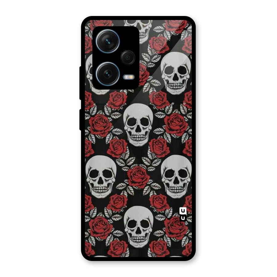 Grey Skulls Glass Back Case for Redmi Note 12 Pro Plus 5G