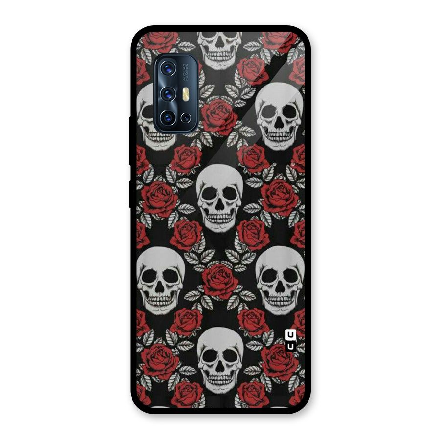 Grey Skulls Glass Back Case for Vivo V17