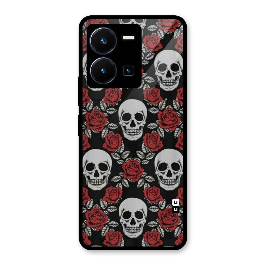 Grey Skulls Glass Back Case for Vivo Y35